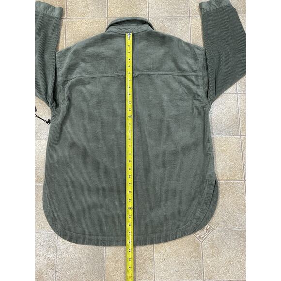 New-Forever 21 Corduroy Green Jacket Shirt Women’s Size Small Snap Button Casual - Picture 5 of 11